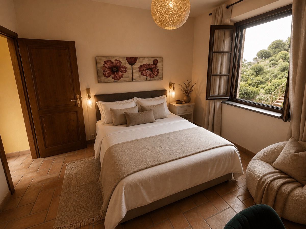 Bedroom with open window