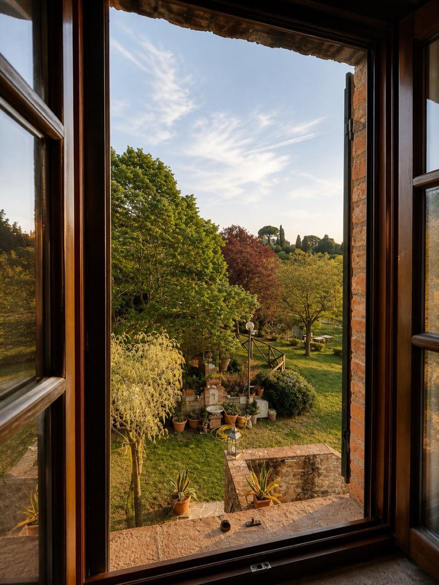 Golden window onto the garden